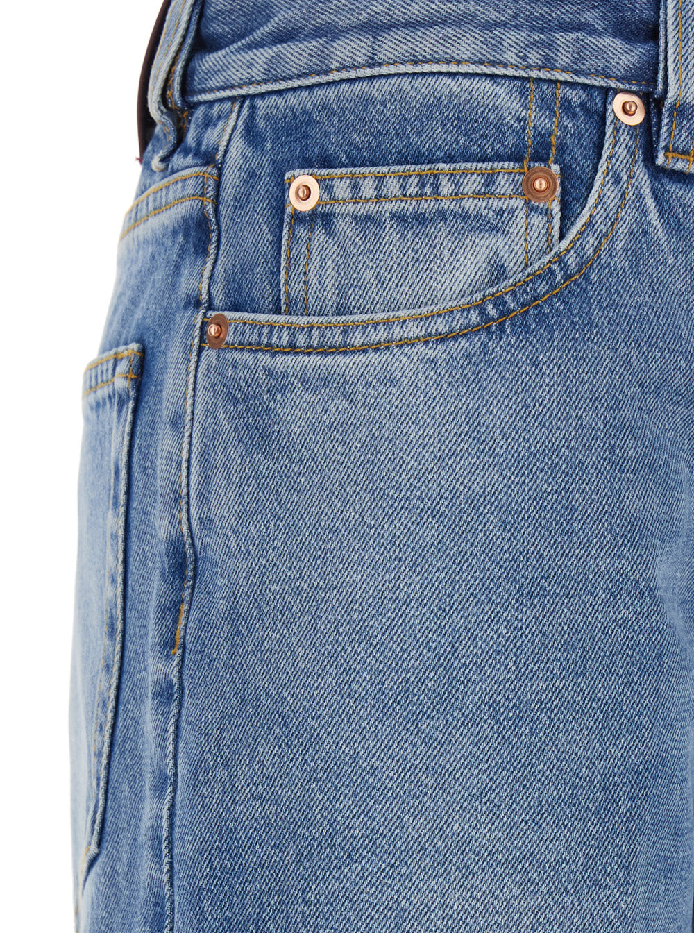 Blue Jeans with Logo Patch on the Rear and Faded Effect in Denim Woman Blu Fabric