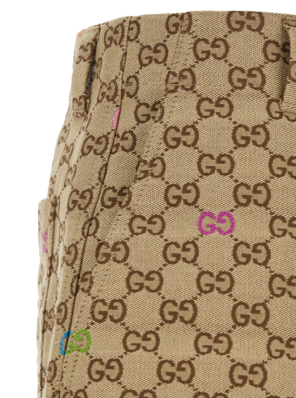 Beige Bermuda Pants with Belt Loops in GG Canvas Man Fabric Shorts And