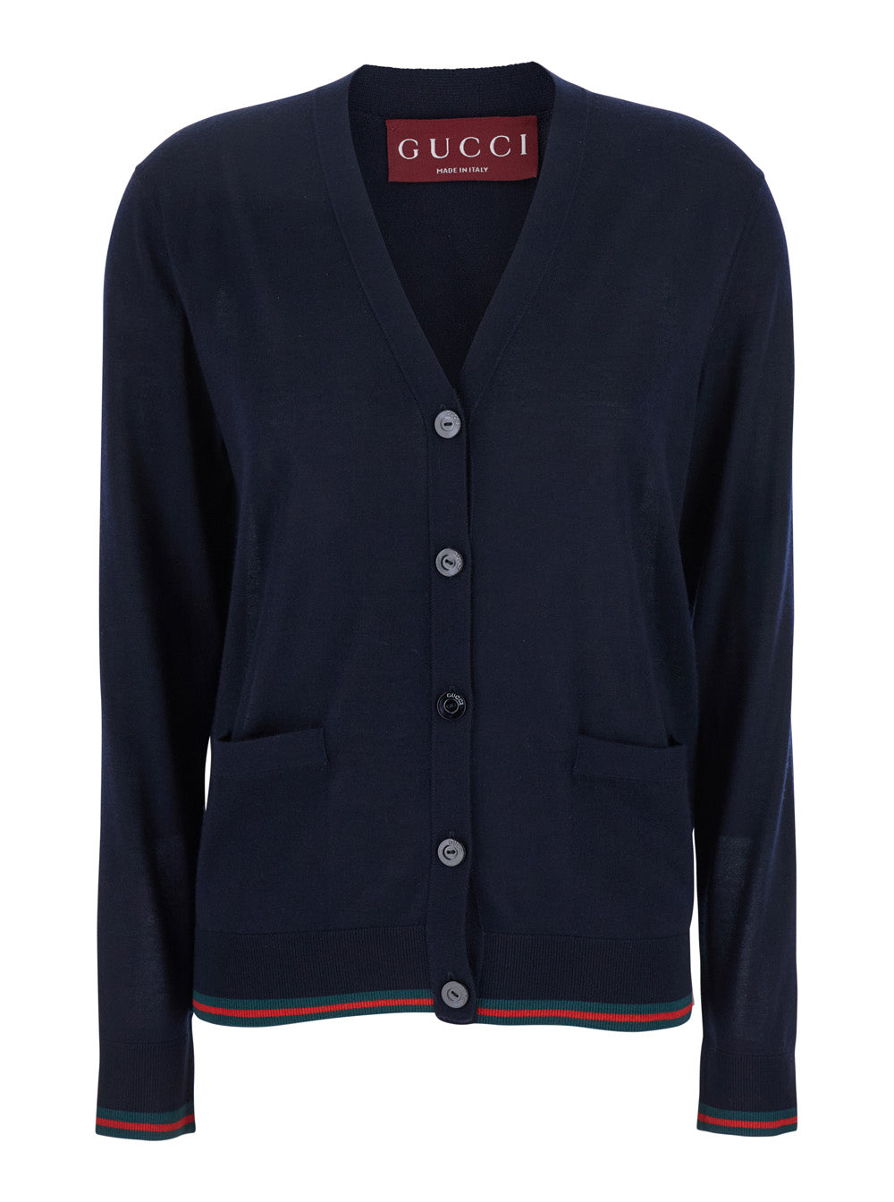 Blue Cardigan with Web Detail on the Edges in Cashmere and Silk Blend Woman Blu Jersey