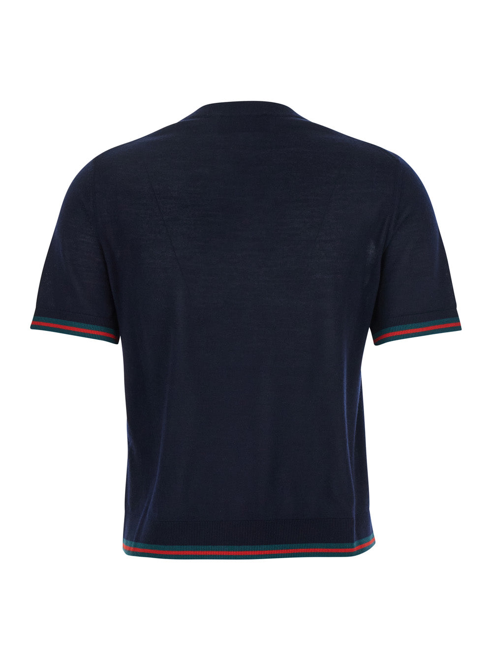 Blue T-Shirt with Web Detail on the Edges in Cashmere and Silk Blend Woman Blu Jersey