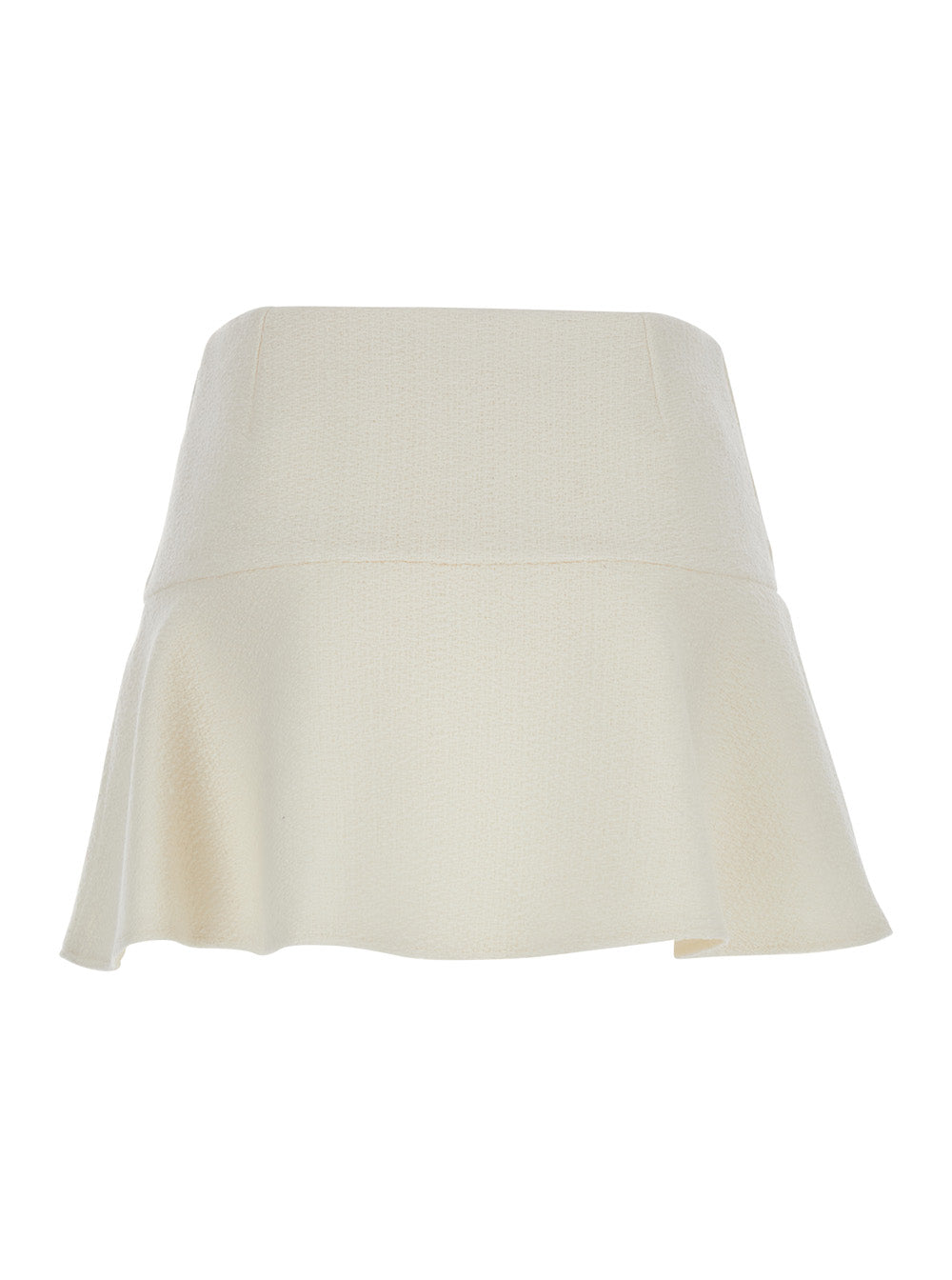 White Skirt With Hidden Side Closure Wool Boucle Woman