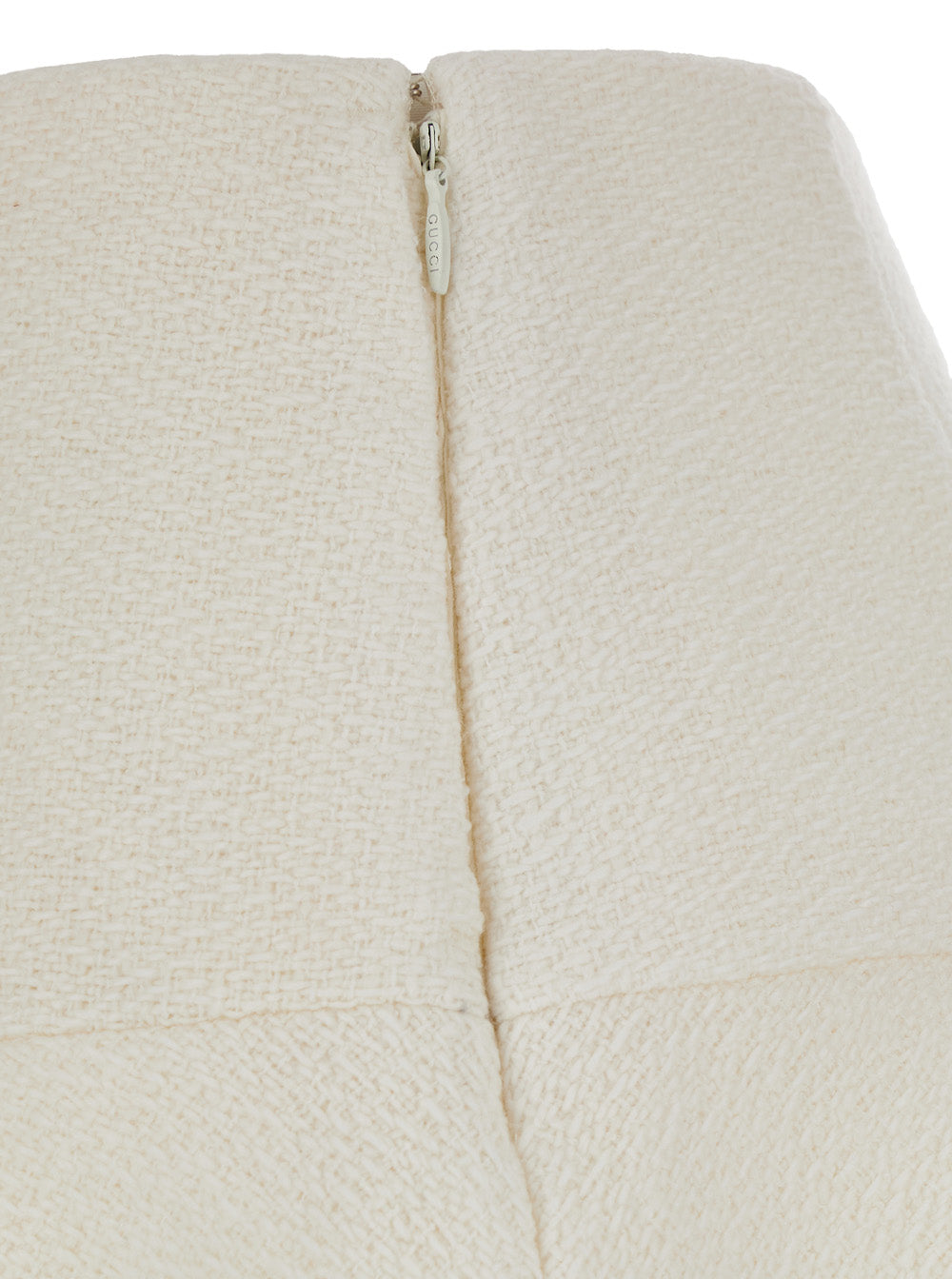 White Skirt With Hidden Side Closure Wool Boucle Woman
