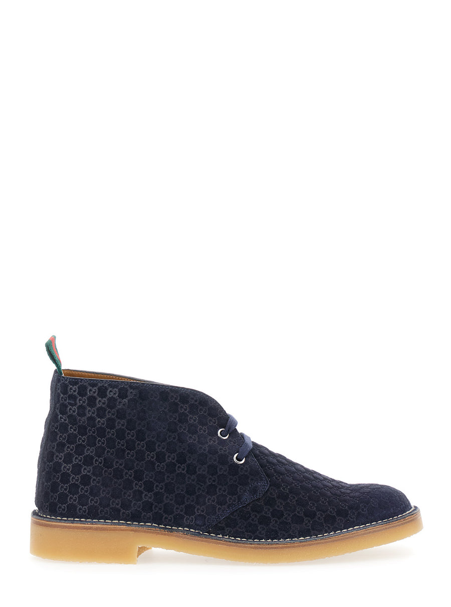 Blue Ankle Boots With Web Detail Calf