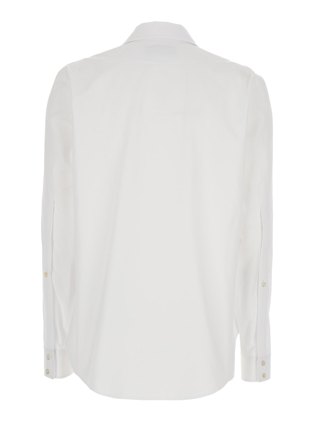 White Shirt with Pointed Collar Tie Detail and Horsebit in Cotton Woman Blouses