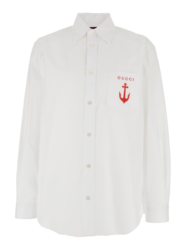 White Cotton Shirt With Classic Collar