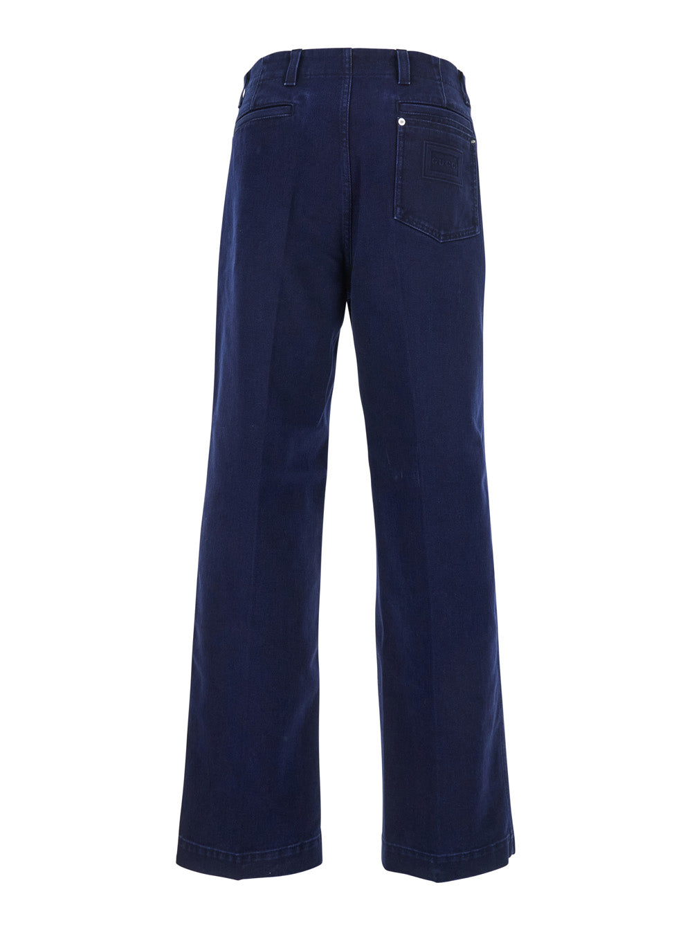 Blue Pants with One Patch Pocket on the Rear and Logo Lettering in Cotton Canvas Man Blu Trousers