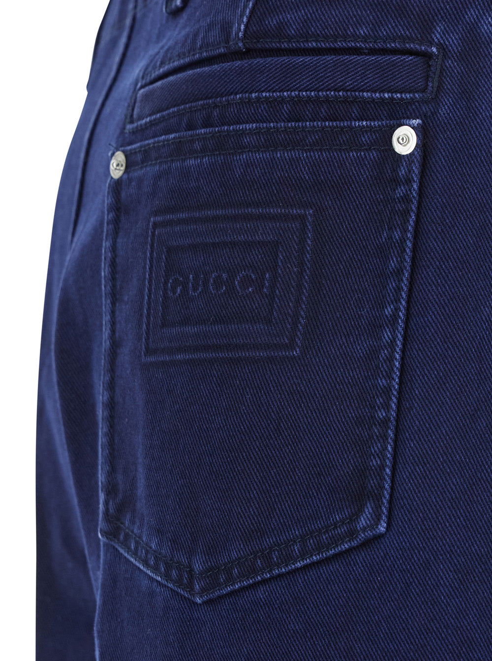 Blue Pants with One Patch Pocket on the Rear and Logo Lettering in Cotton Canvas Man Blu Trousers