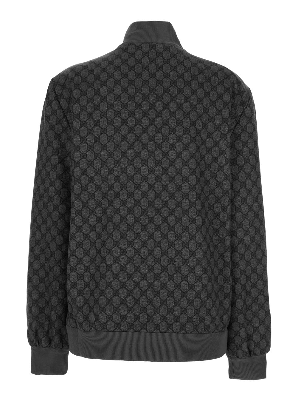 Grey Sweatshirt with High Neck and All-Over GG Print in Tech Fabric Woman Sweatshirts