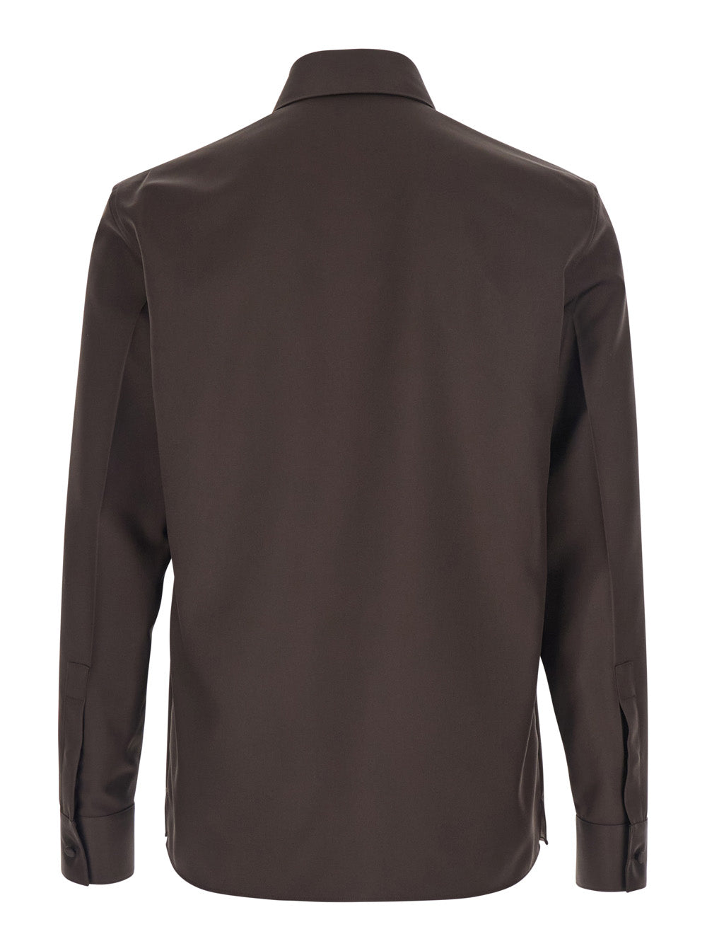 Brown Shirt with Classic Collar and Horsebit on the Front in Cotton Blend Fabric Man Polyester Blouses