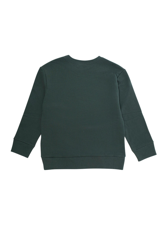 Green Sweatshirt With Front Logo Print Cotton Boy Fabric Sweatshirts