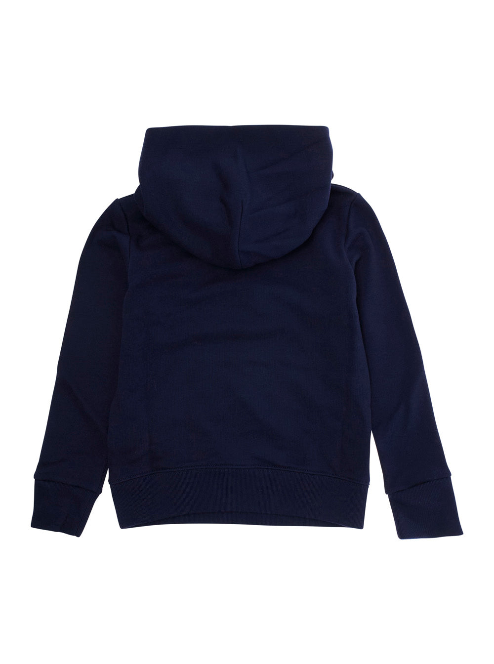 Blue Sweatshirt with Fixed Hood and Logo Lettering on the Front in Cotton Kid Blu Sweatshirts