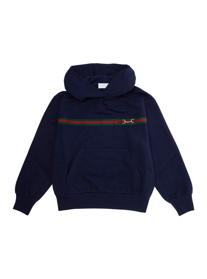 Blue Sweatshirt With Web Detail On The Front Cotton Boy Blu Fabric Sweatshirts