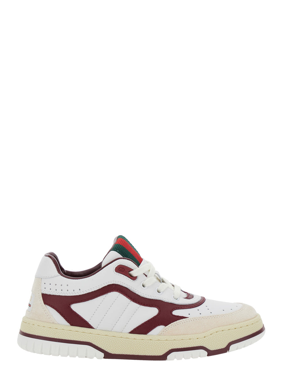 White Low Top Sneakers With Web Tongue Calf Trainers