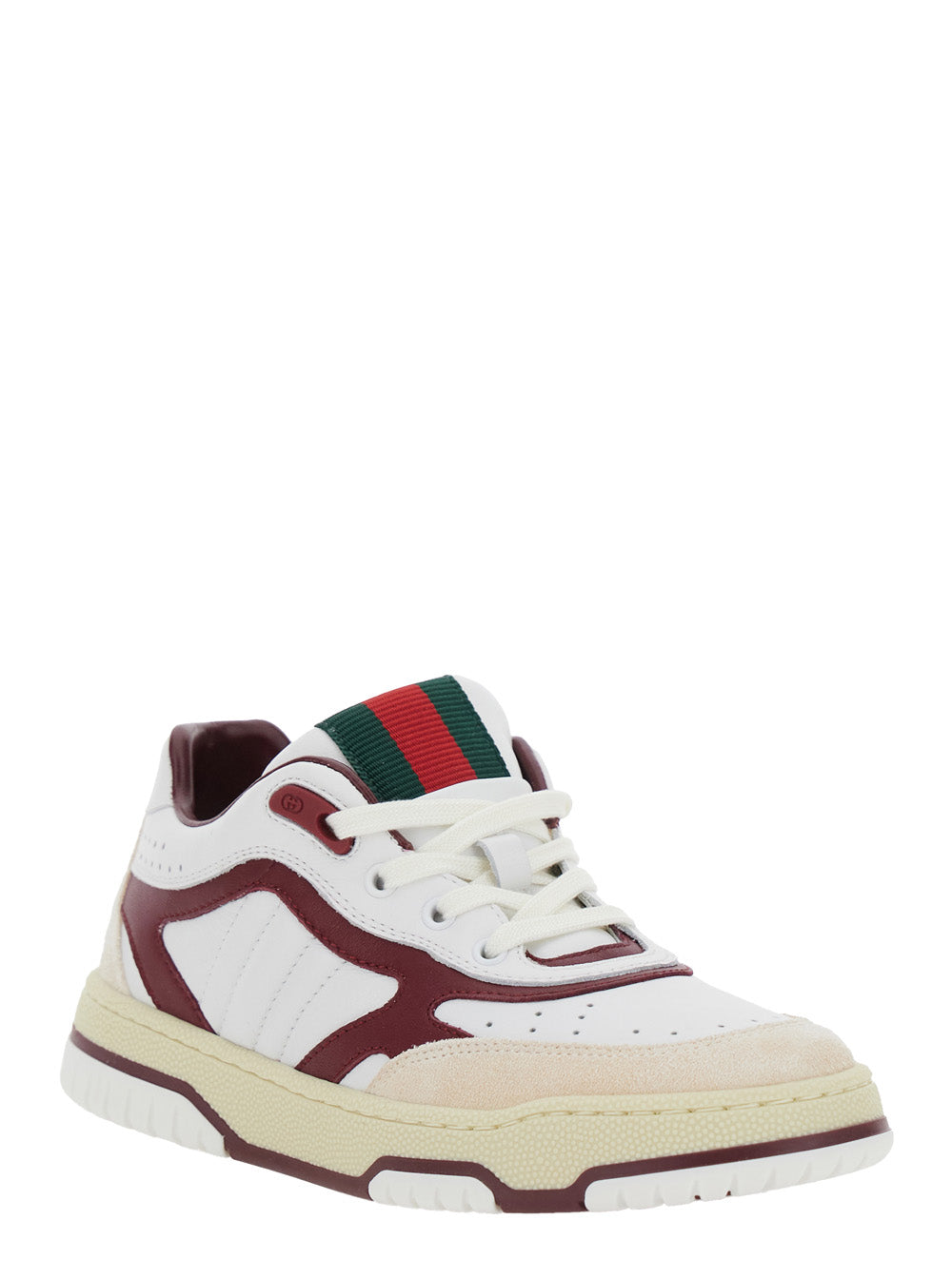 White Low Top Sneakers with Web Tongue in Leather Boy Calf