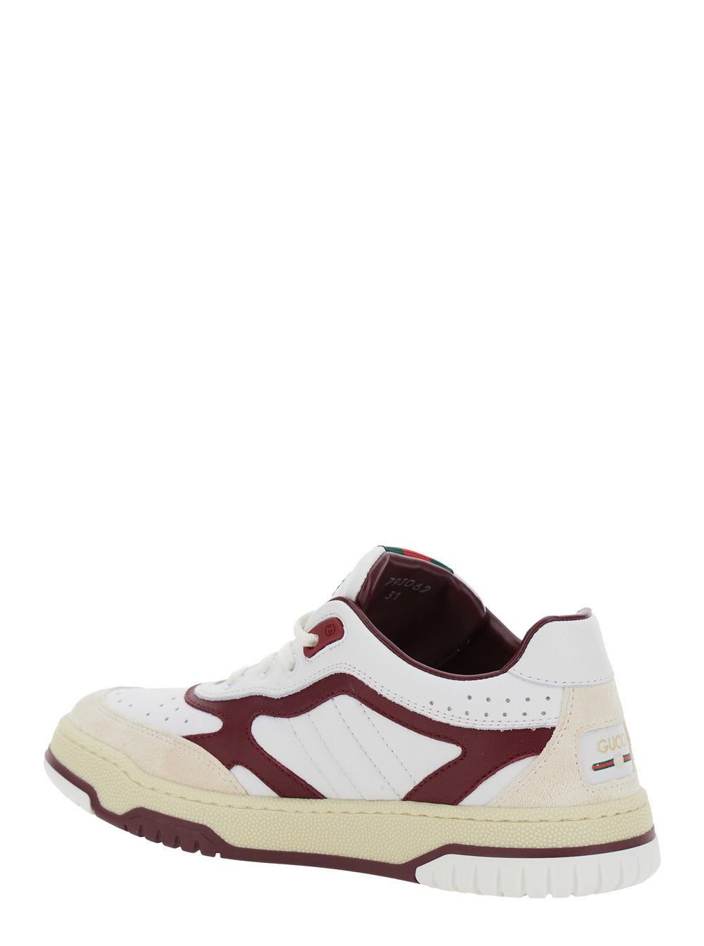 White Low Top Sneakers with Web Tongue in Leather Boy Calf