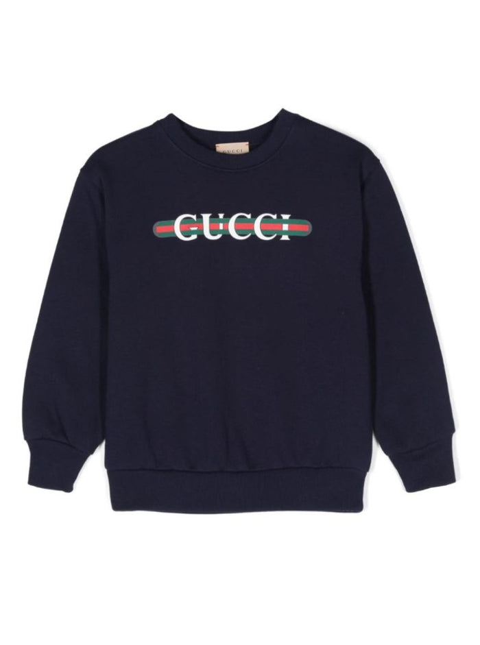 Black Crewneck Sweatshirt with Web Detail in Jersey Boy Blu Fabric Sweatshirts
