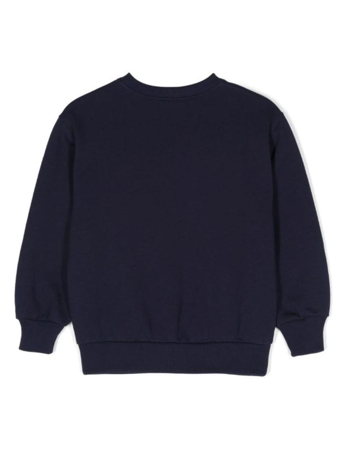 Black Crewneck Sweatshirt with Web Detail in Jersey Boy Blu Fabric Sweatshirts