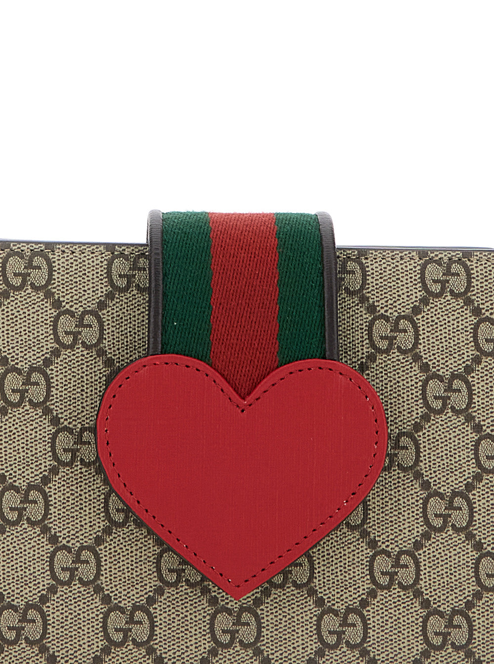 Beige Handbag With Gg Canvas And Heart Detail Cotton Blend Girl Polyurethane Polyester Hand Bags
