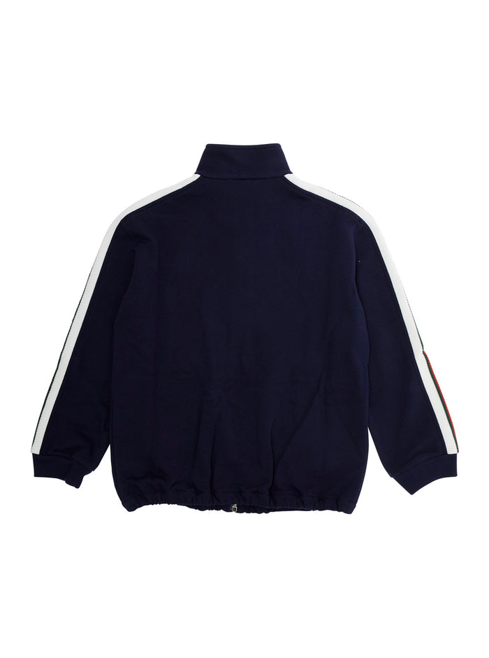 Blue Sweatshirt With Gucci Web Sideband Fabric Boy Blu Sweatshirts