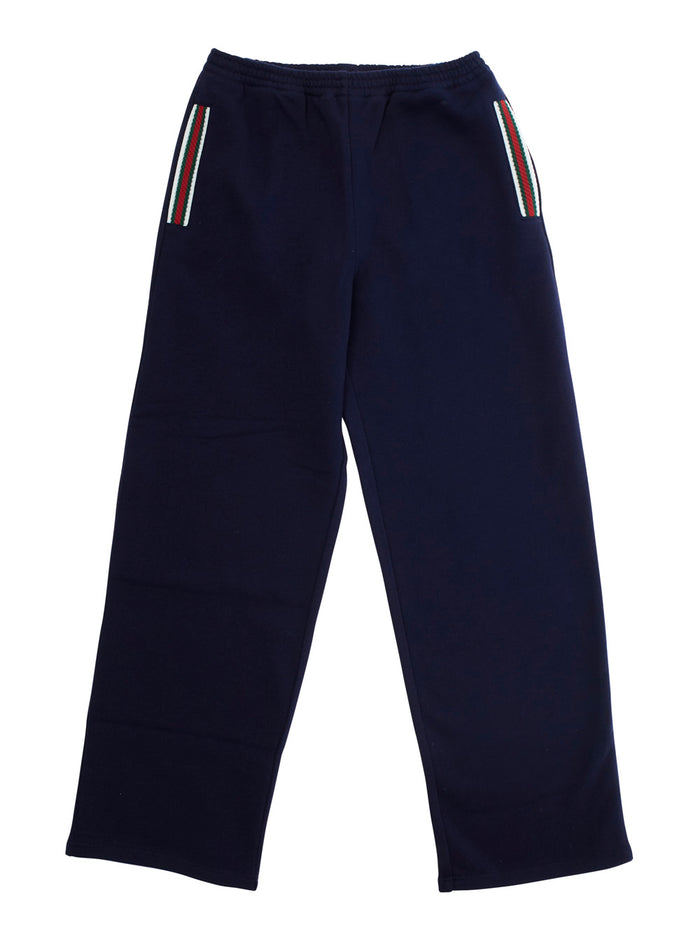 Blue Trousers with Web Pattern on Sides in Fabric Boy Blu