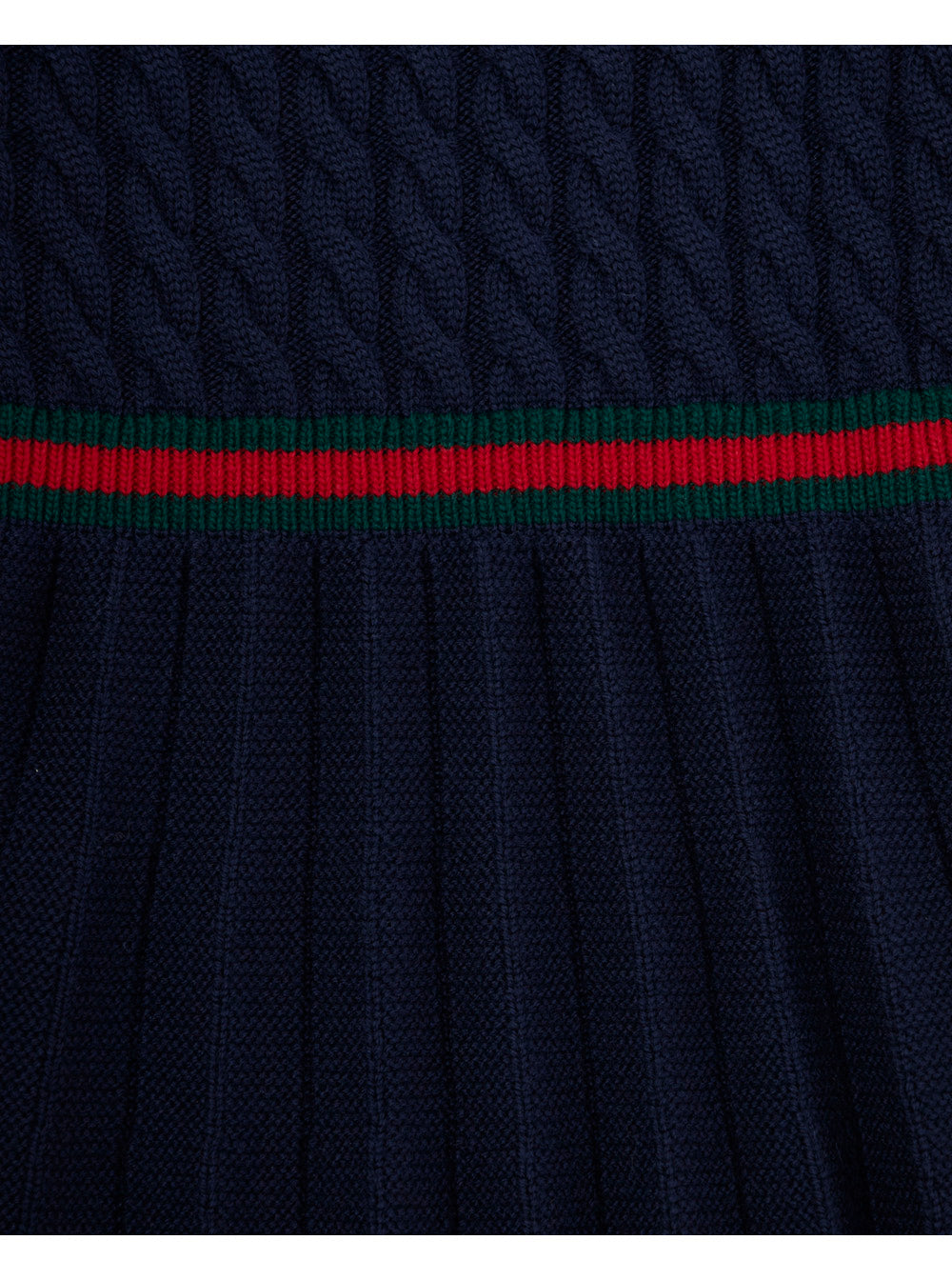 Blue Dress with Round Neck and Web Detail in Wool Girl Blu