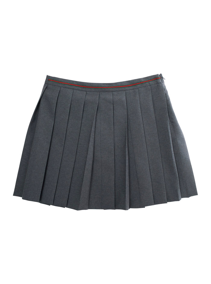 Grey Pleated Skirt With Web Detail Cotton Girl