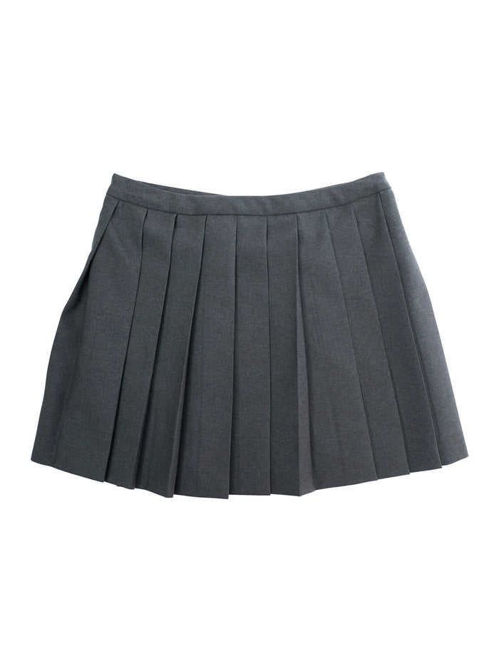 Grey Pleated Skirt With Web Detail Cotton Girl