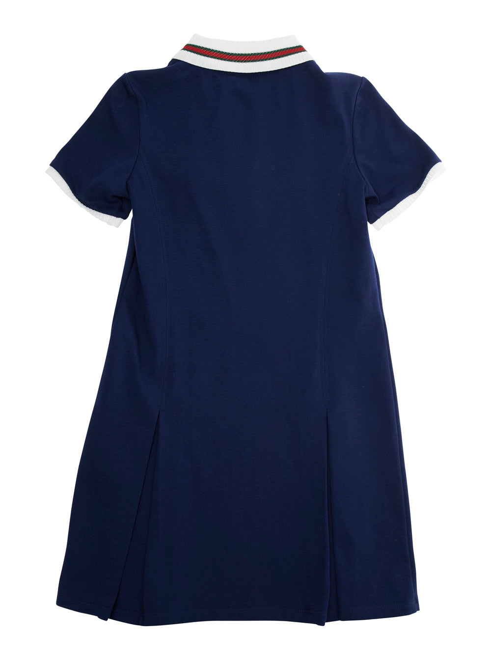 Blue Dress with Peter Pan Collar and Web Detail in Cotton Baby Blu