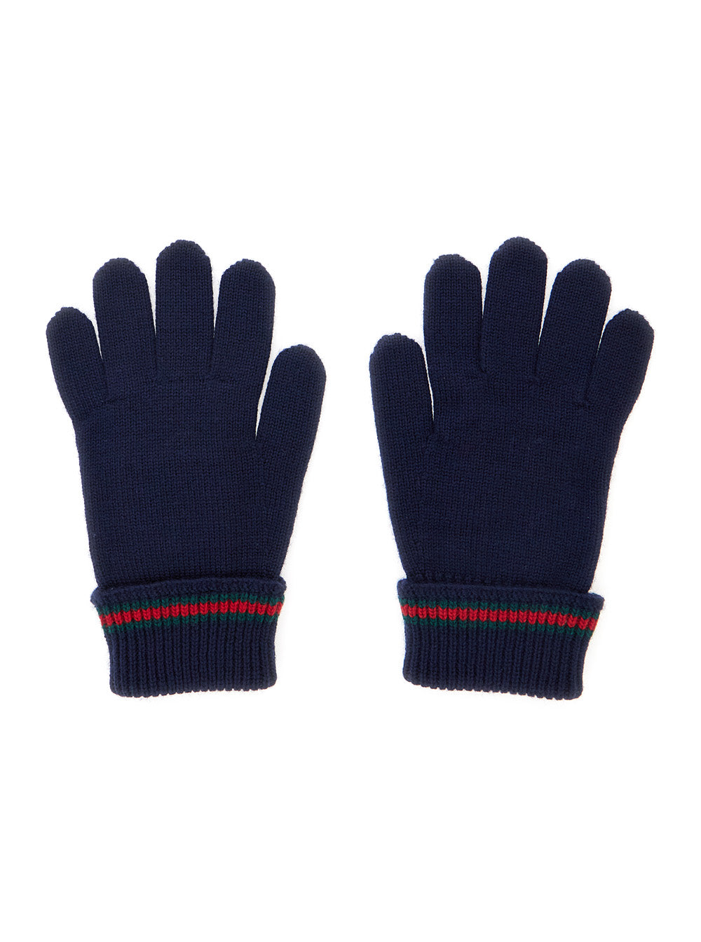 Blue Gloves with Tricot Knitting and Web Detail in Wool Boy Blu Hats