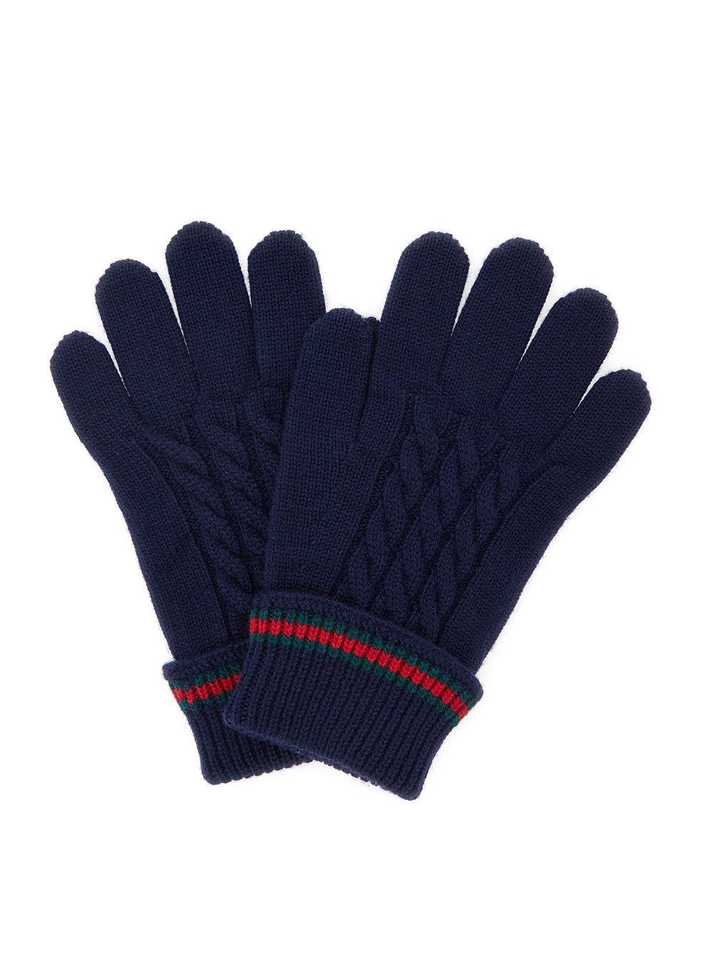 Blue Gloves with Tricot Knitting and Web Detail in Wool Boy Blu Hats