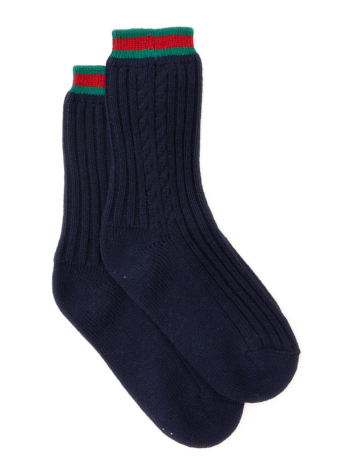 Blue Knit Socks With Web Detail On The Ankle Cotton Boy Blu 100& Underwear