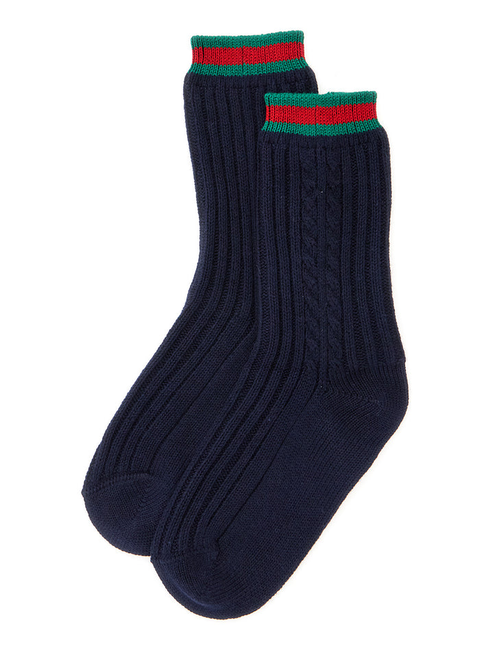 Blue Knit Socks with Web Detail on the Ankle in Cotton Baby Blu 100& Underwear