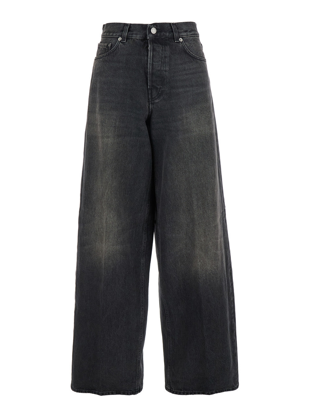Bethany Grey Jeans with Logo Patch on the Rear and Wide Leg in Denim Woman Cotton