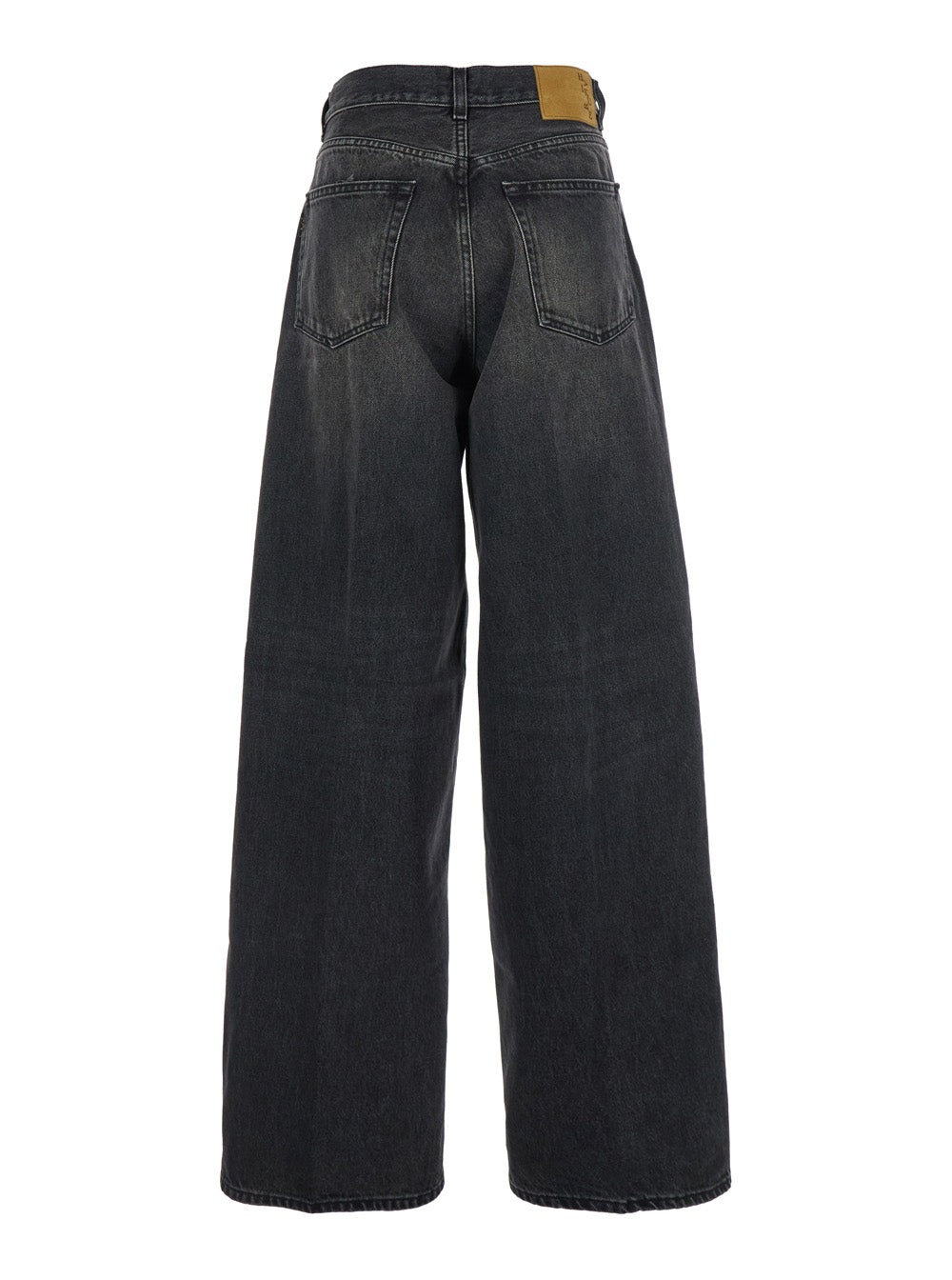 Bethany Grey Jeans with Logo Patch on the Rear and Wide Leg in Denim Woman Cotton