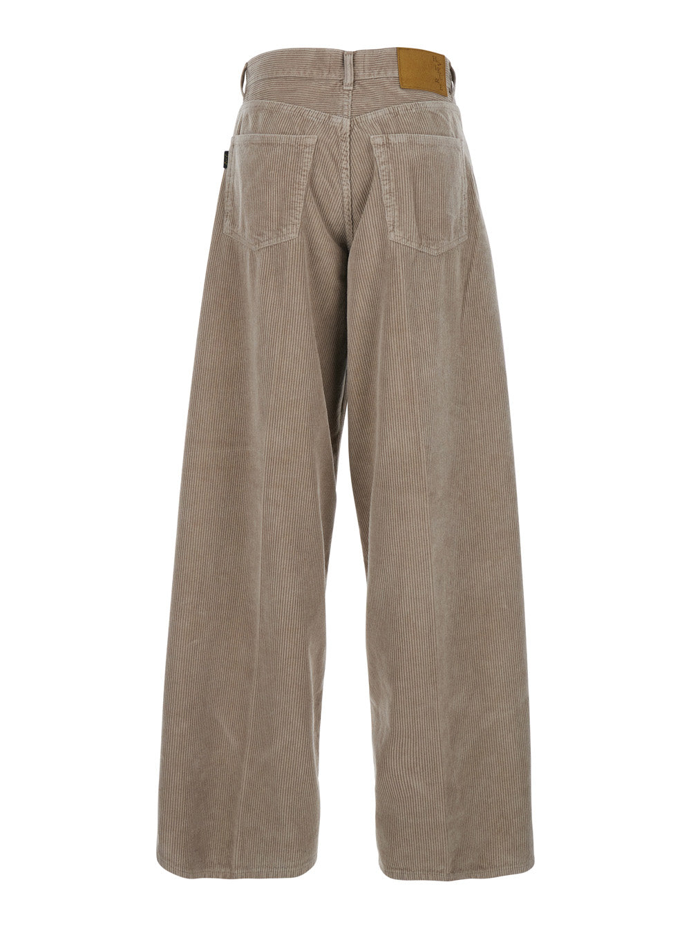 Bethany Brown Ribbed Knit Pants with Wide Leg in Cotton Woman Beige Trousers