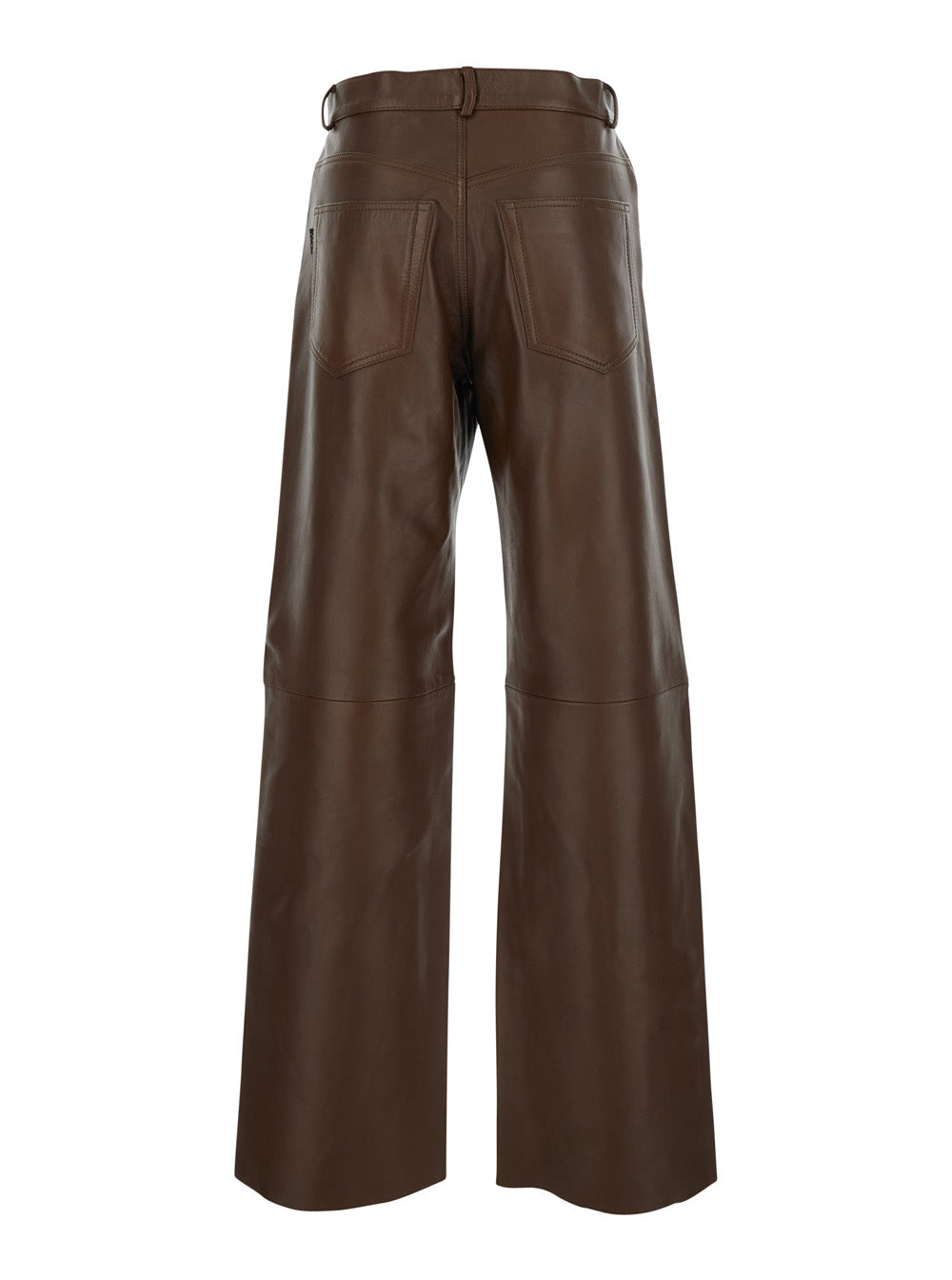 Bonnie Brown Five-Pocket Trousers With Belt Loops Leather Woman
