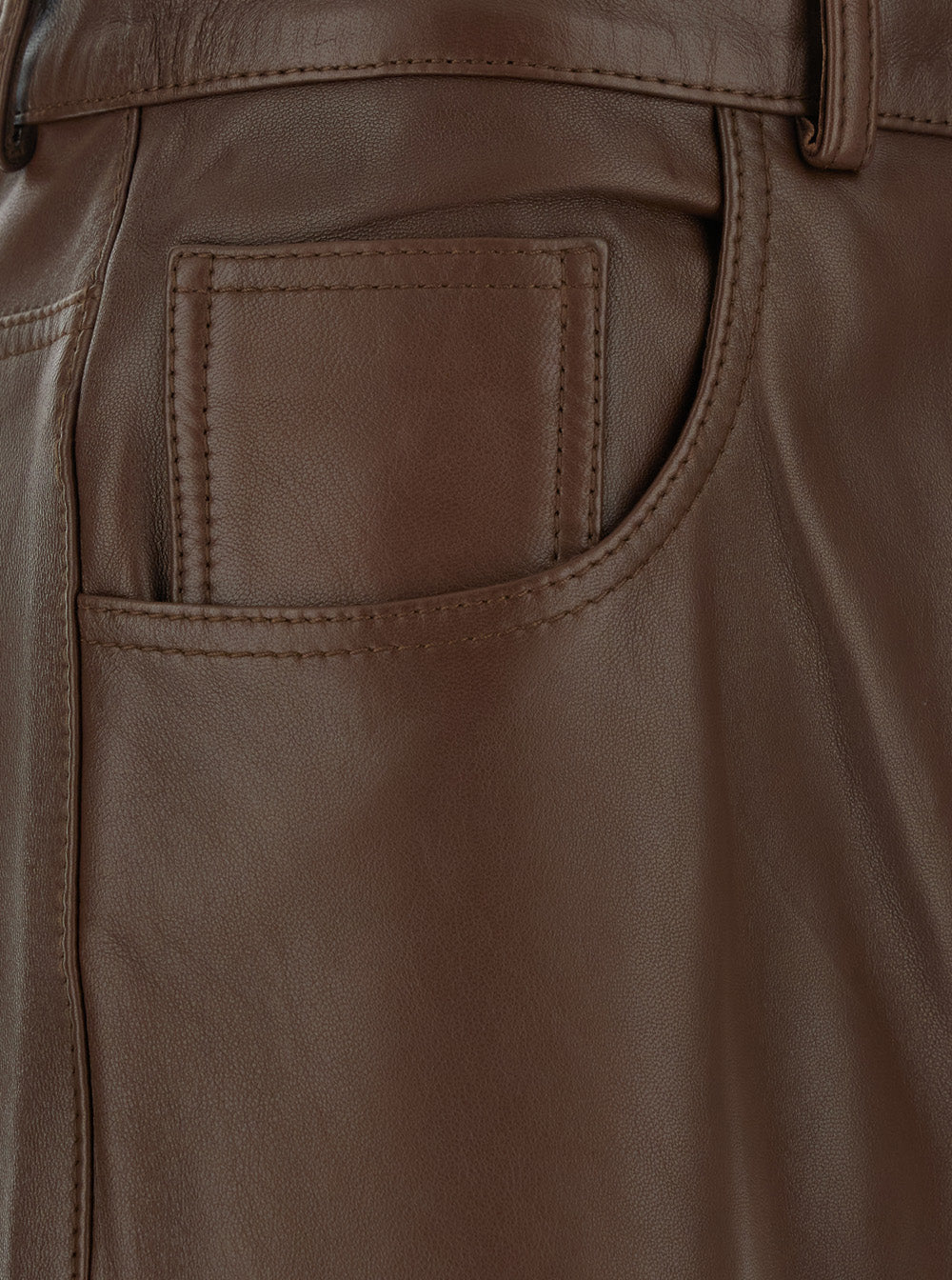 Bonnie Brown Five-Pocket Trousers With Belt Loops Leather Woman
