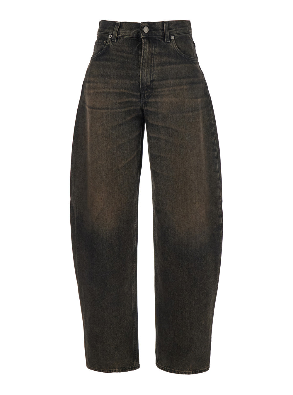 Bibi Brown Jeans with Logo Patch on the Rear and Tapered Leg in Denim Woman Cotton