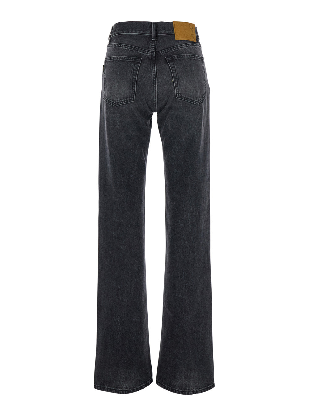 Black Jeans with Belt Loops and Logo Patch on the Rear in Denim Woman Cotton