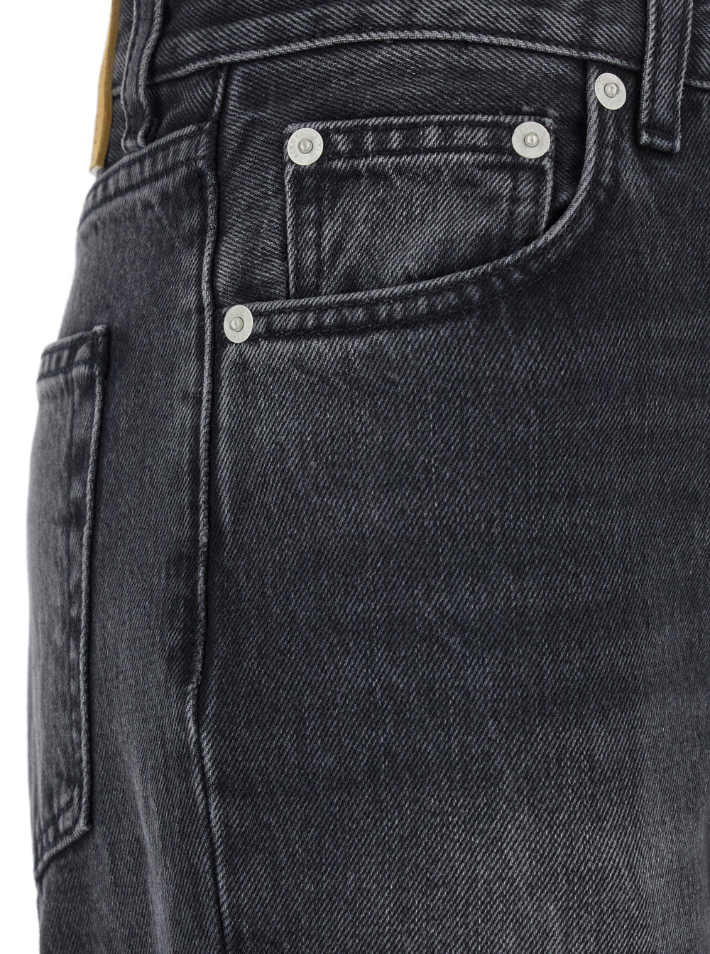 Black Jeans with Belt Loops and Logo Patch on the Rear in Denim Woman Cotton