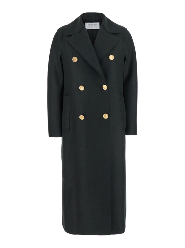 Green Double-Breasted Wool Coat Virgin