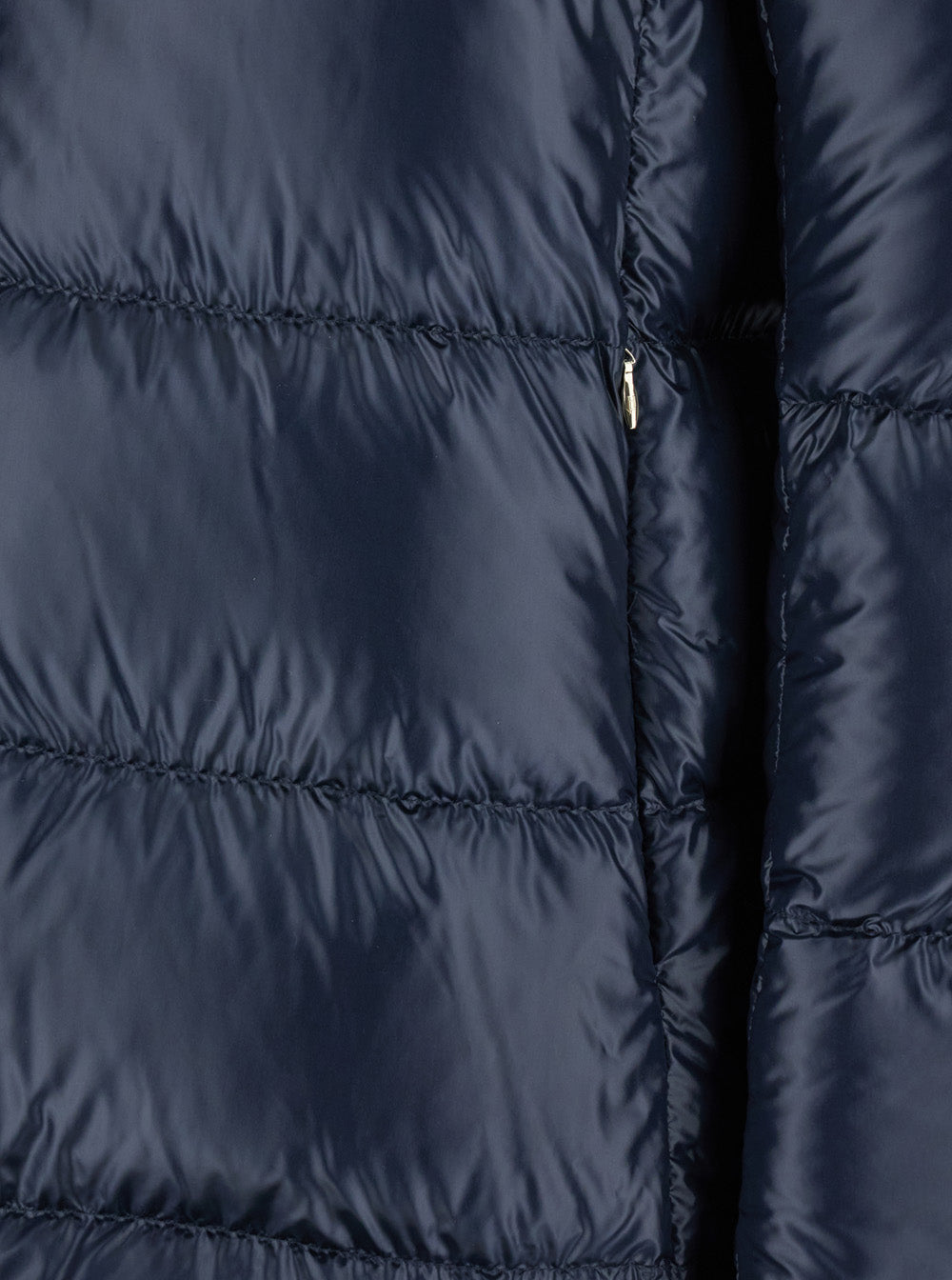 Blue Down Jacket With Fur Collar And Quilted Design Tech Fabric Woman Blu Poliammide
