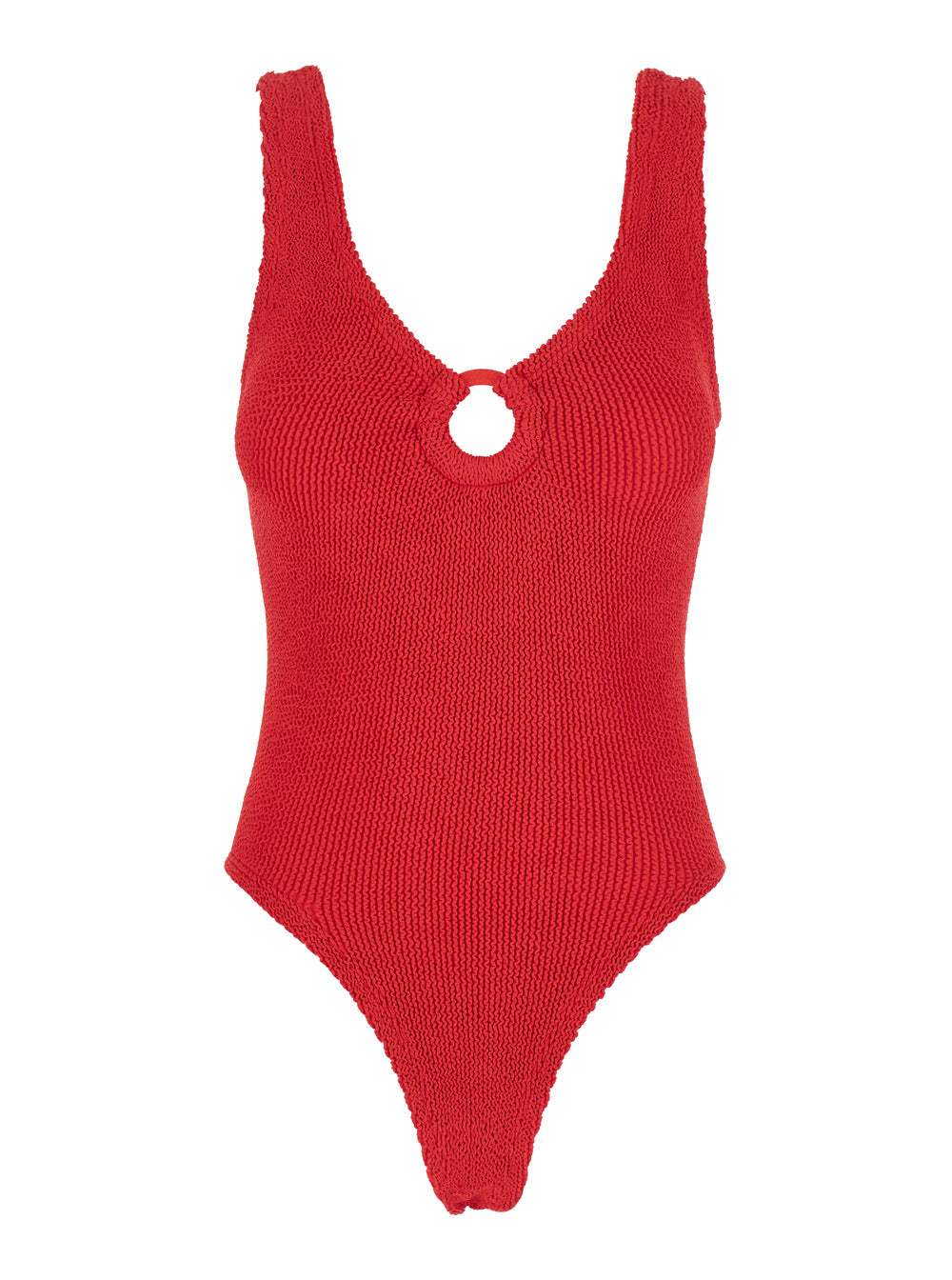 Celine Red Swimsuit With Cut-Out Ring Tech Fabric Stretch Woman Polyamide Elastane Beachwear