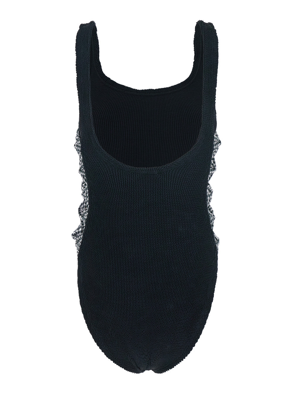 Tiffany Black Swimsuit with Square Neckline and Bow Details on the Side in Tech Fabric Stretch Woman Polyamide Elastane Beachwear
