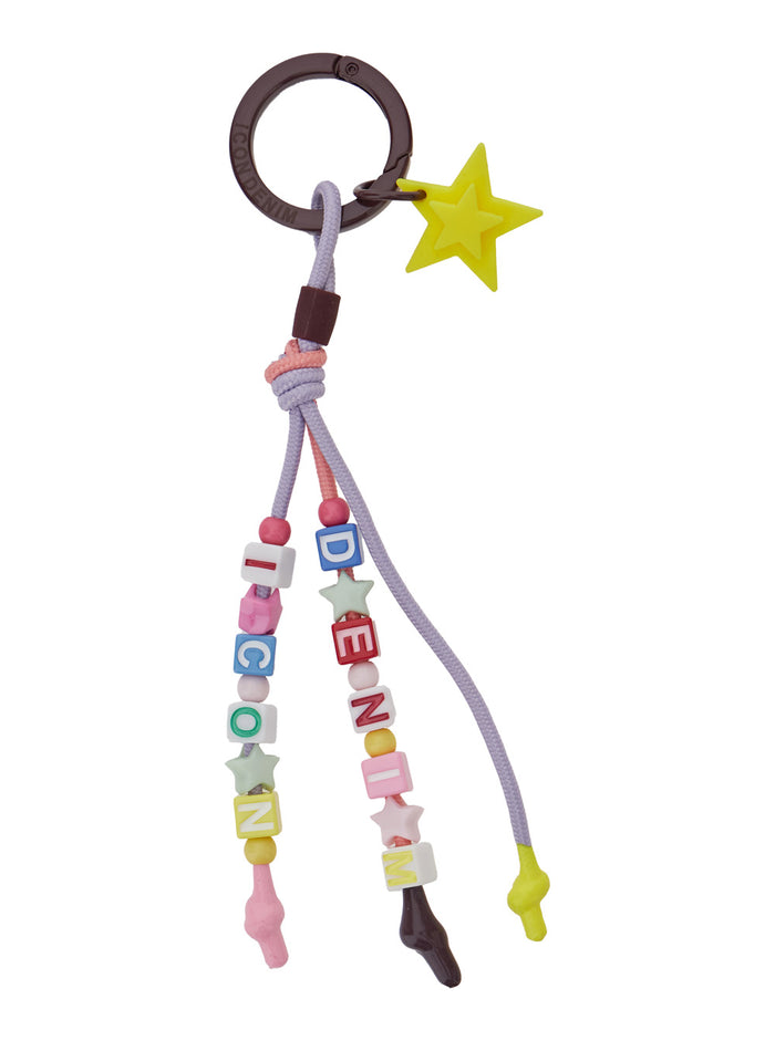 Cyrus Multicolor Keyring with Star Charm and Pendant Beaded Charms in Acetate Man Leather Products