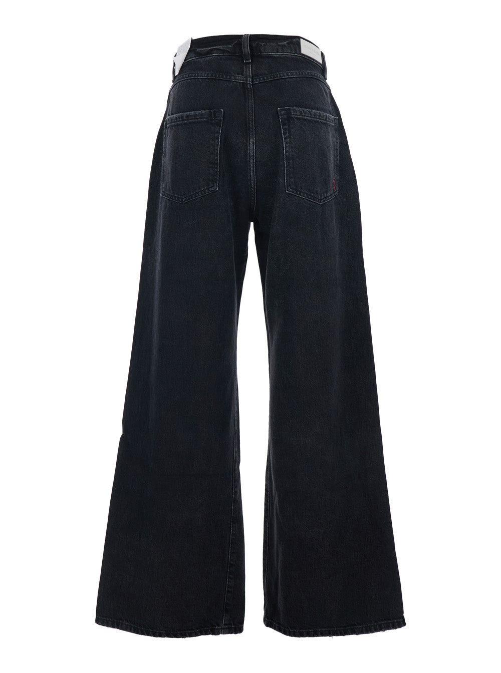 Debby Black Jeans With Wide Leg And Logo Patch On The Rear Denim Woman