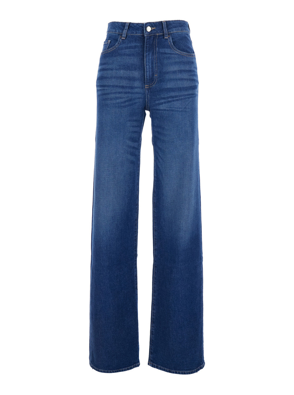 Joia Blue Jeans with Belt Loops and Logo Patch on the Rear in Denim Woman Blu