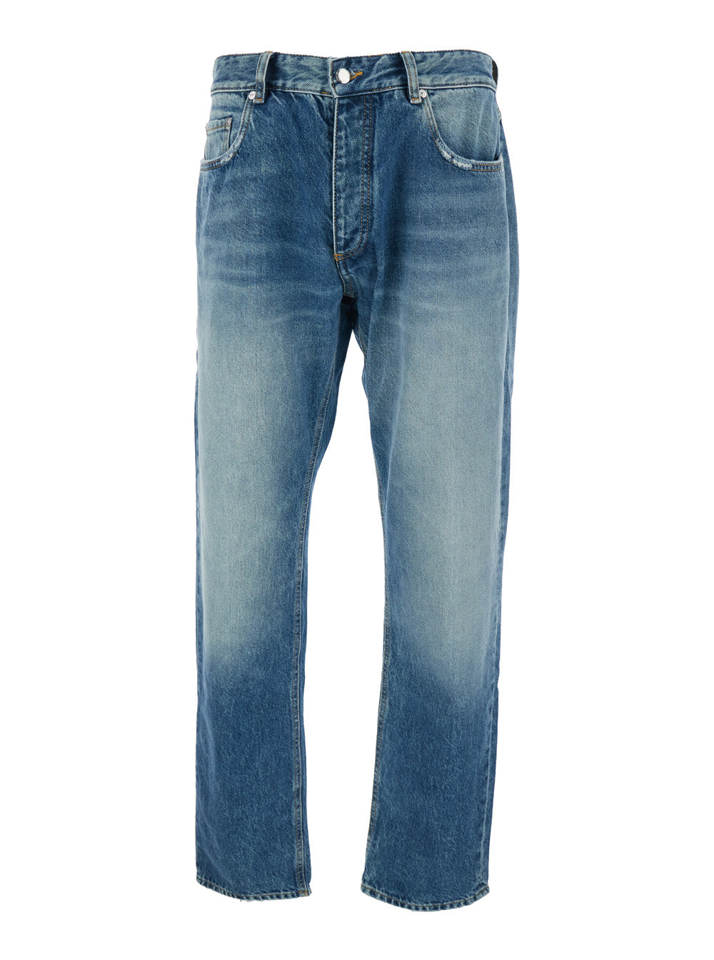 Kanye Light-Blue 5-Pocket Jeans with Logo Patch in Cotton Denim Man Blu