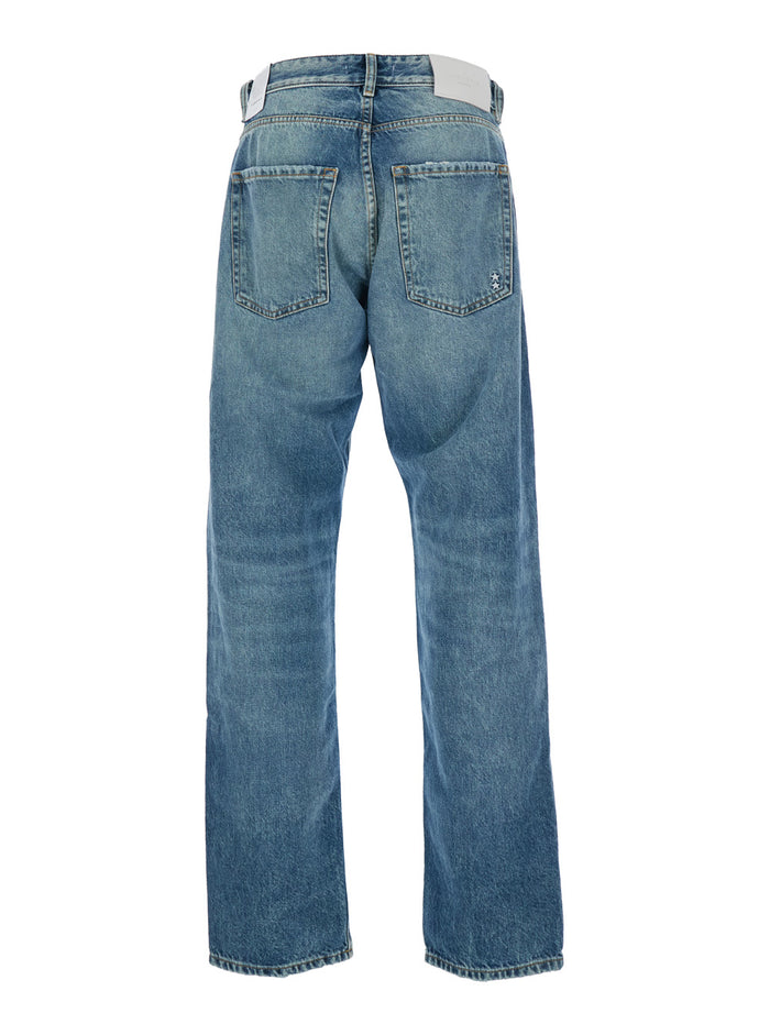 Kanye Light-Blue 5-Pocket Jeans with Logo Patch in Cotton Denim Man Blu