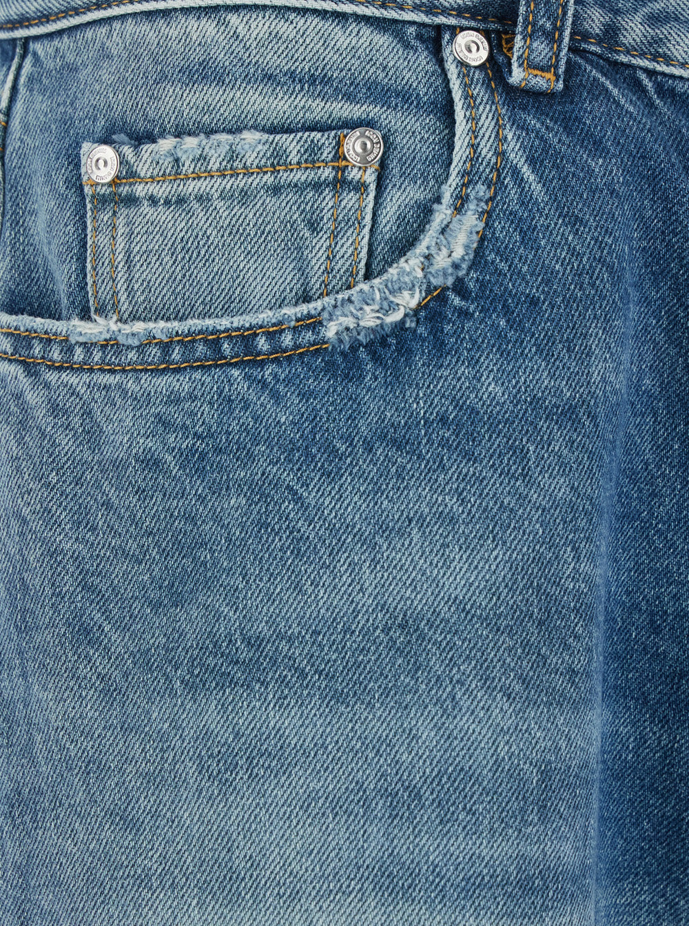 Kanye Light-Blue 5-Pocket Jeans with Logo Patch in Cotton Denim Man Blu